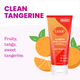 Lume clean tangerine body cream over 4 tangerines and the text: Clean tangerine, fruity, tangy, sweet tangerine