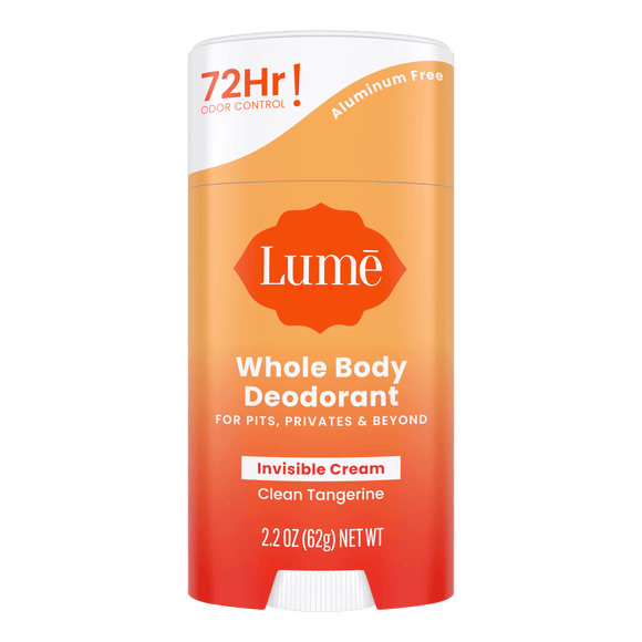 Orange and white Lume clean tangerine cream deodorant stick