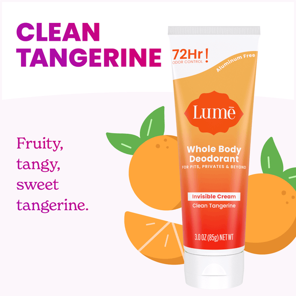 Lume Deodorant for Underarms & Private Parts 3oz Tube Clean Tangerine