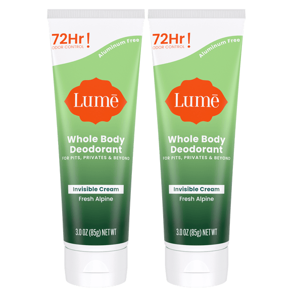 Two green tubes of cream deodorant in the scent Fresh Alpine
