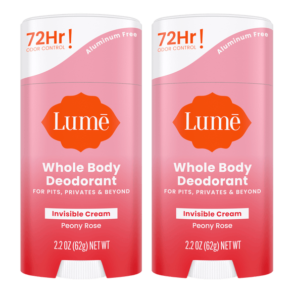 Two pink cream stick deodorants in the scent Peony Rose