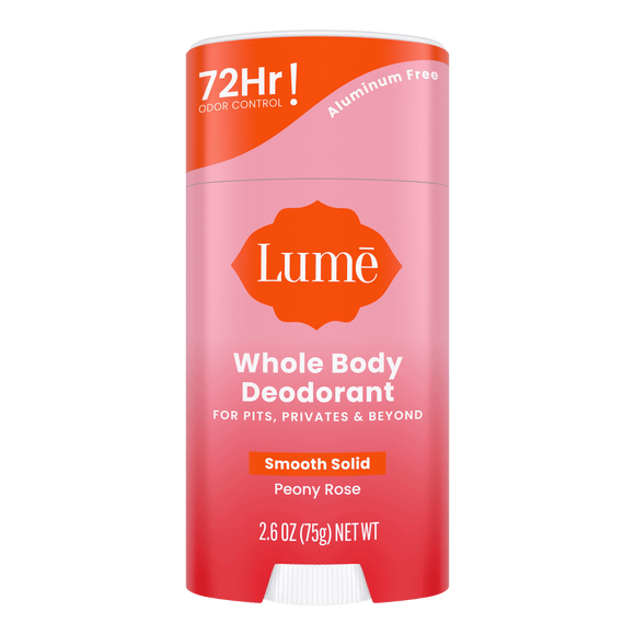 Pink and orange Lume peony rose scented solid deodorant stick