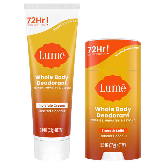 Lume Whole Body Deodorant - Smooth Solid Stick - 72 Hour Odor Control -  Aluminum Free, Baking Soda Free and Skin Safe - 2.6 Ounce (Pack of 2)