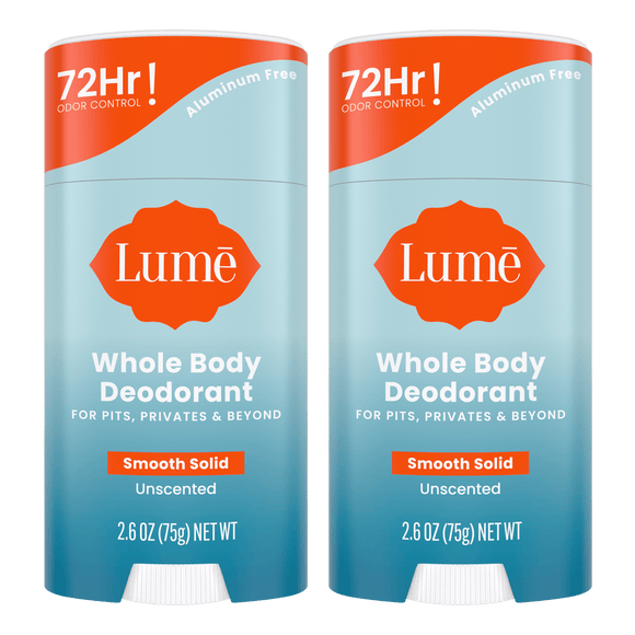 Two blue sticks of unscented solid deodorant