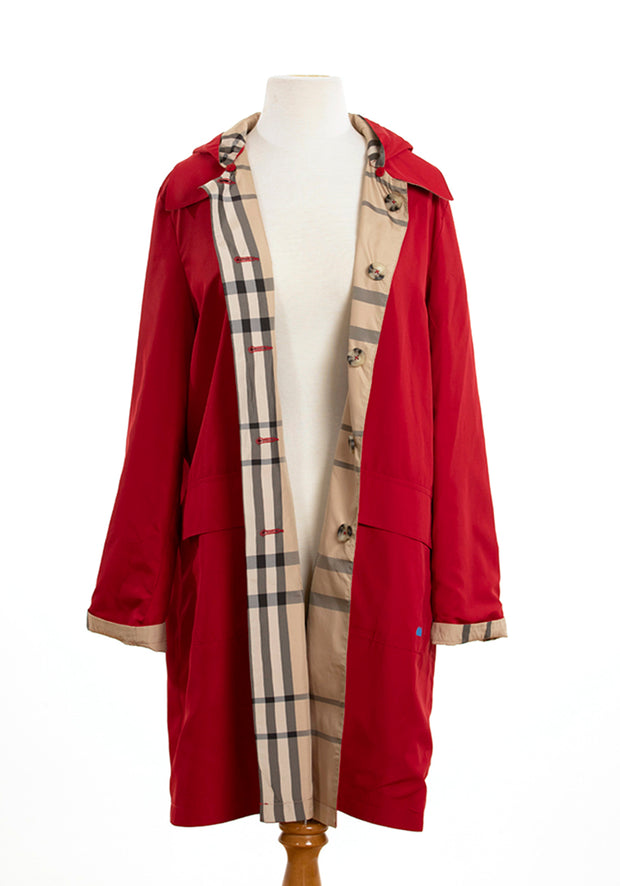 Jester Red & Plaid RAINTRENCH (with detachable hood) - fashionable and practical rain gear by RAINRAPS