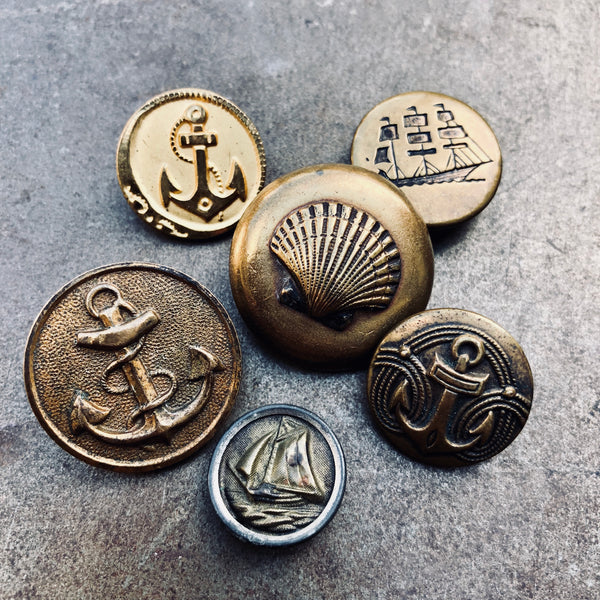 nautical anchor shell ship antique button jewelry