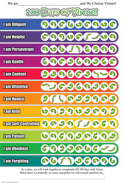 sticker ideas printable Choose of We Chart Virtue Virtues Days â€“ 100 Achievement