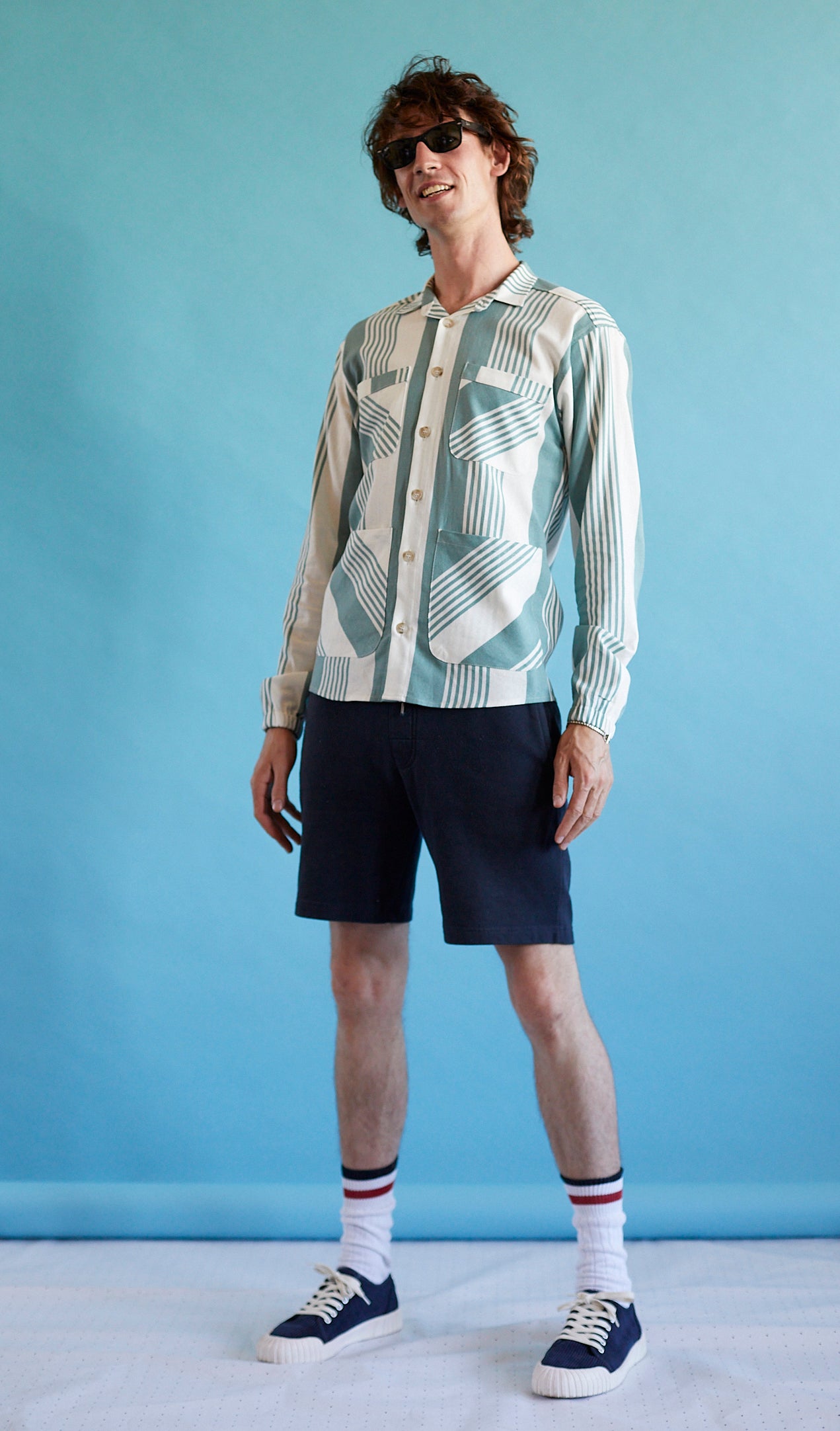 Linen Overshirt - Mint Green Stripe – BEE Outerwear