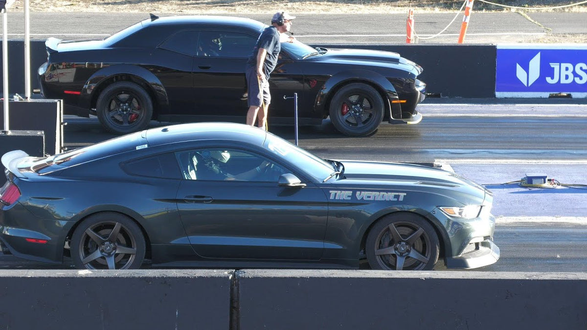 Dodge Demon vs Mustang GT and vs Corvette - drag racing – Dragstrips.com