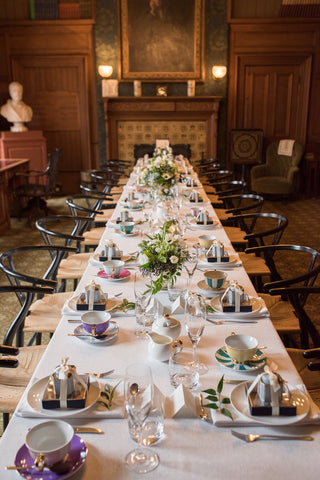 tablescape with mini caddy as favour at each seat