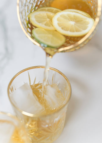 marrakesh mint iced tea pouring into glass