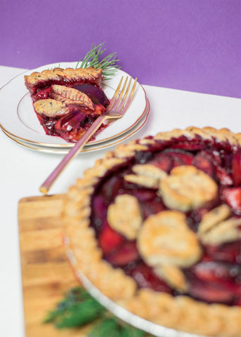 earl grey infused pie with cut slice on plate