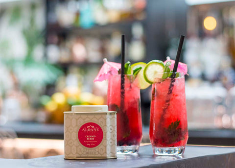 crimson berry mojitos on bar counter