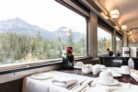 train table setting with window view