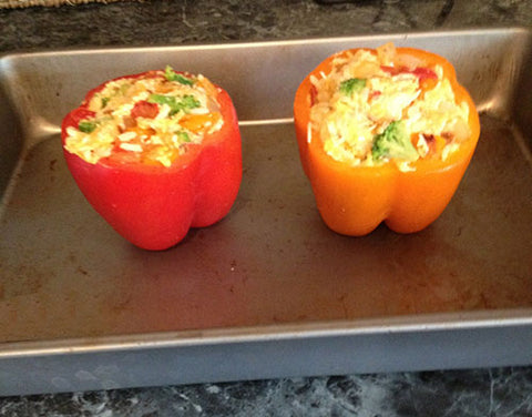 stuffed peppers prepped