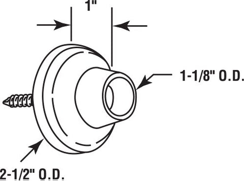 Prime Line J 4542 Wall Stop Protects Walls From Door Knob Damage 2 1 2 Outside Diameter Polished Brass Cover With 1 1 8 Black Round Rubber Bumper Easy