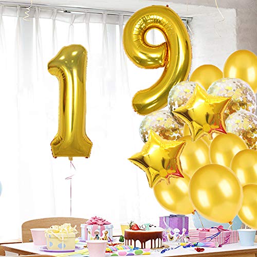 gold 19 balloons