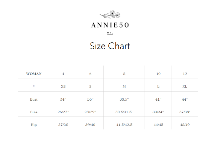 Annie 50 size chart
