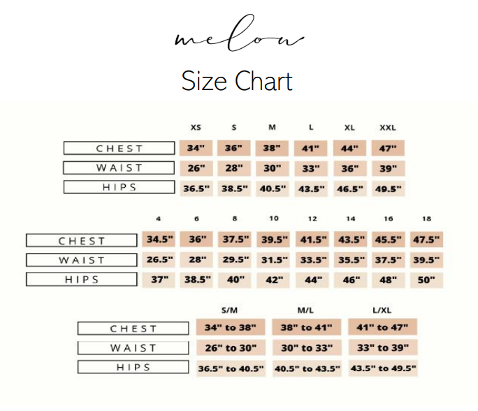 Melow Size Chart