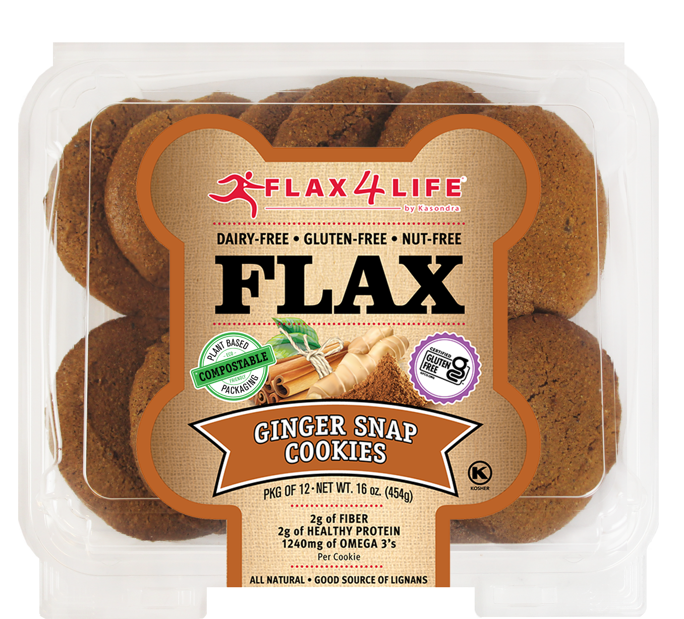 Ginger Snap Cookies-12 ct - Flax4Life product image