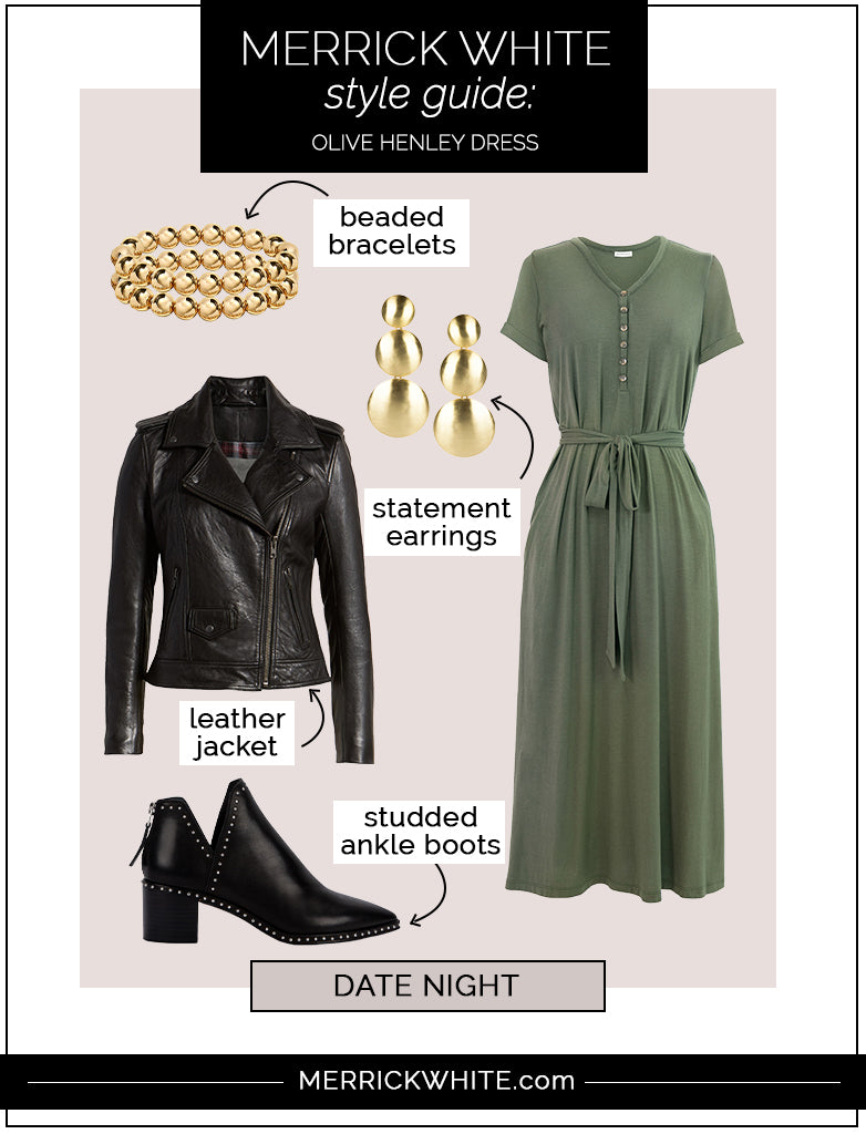 olive henley dress for date night