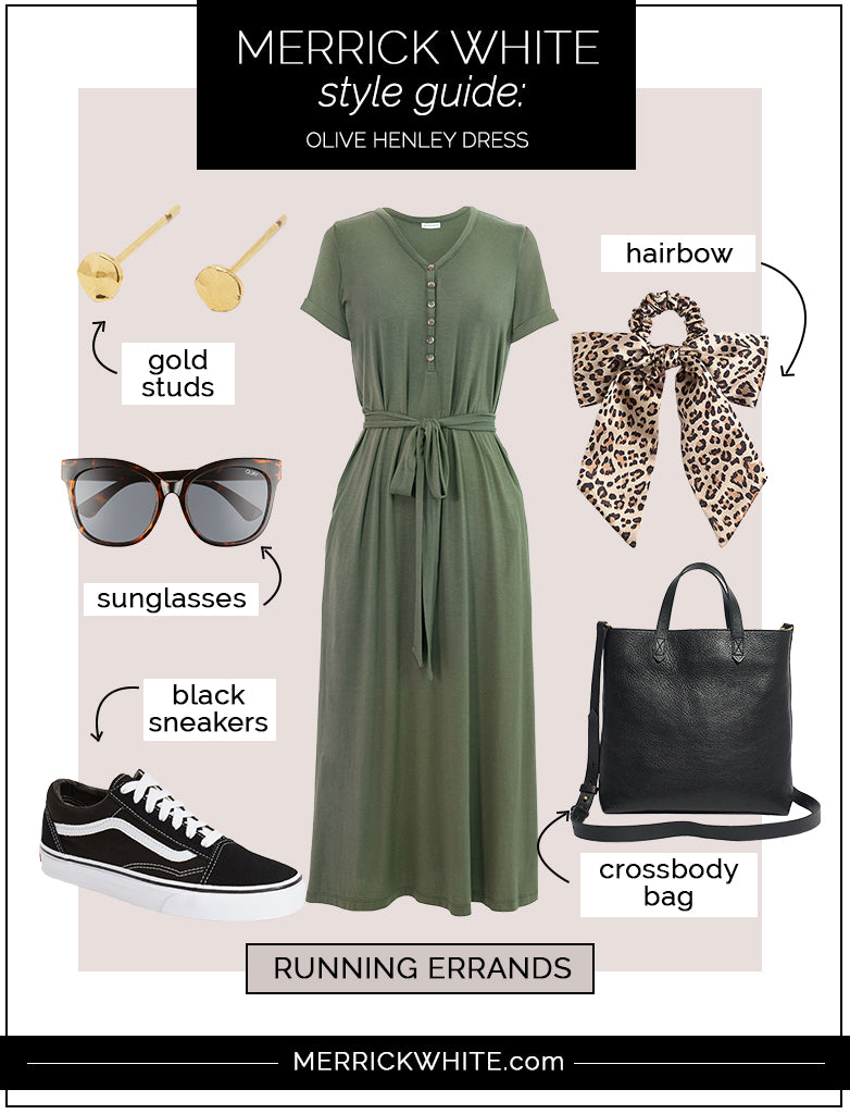 olive henley dress for running errands