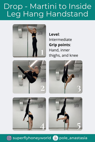Pole Trick Tutorial: Drop (Martini to Side Leg Hang Handstand)