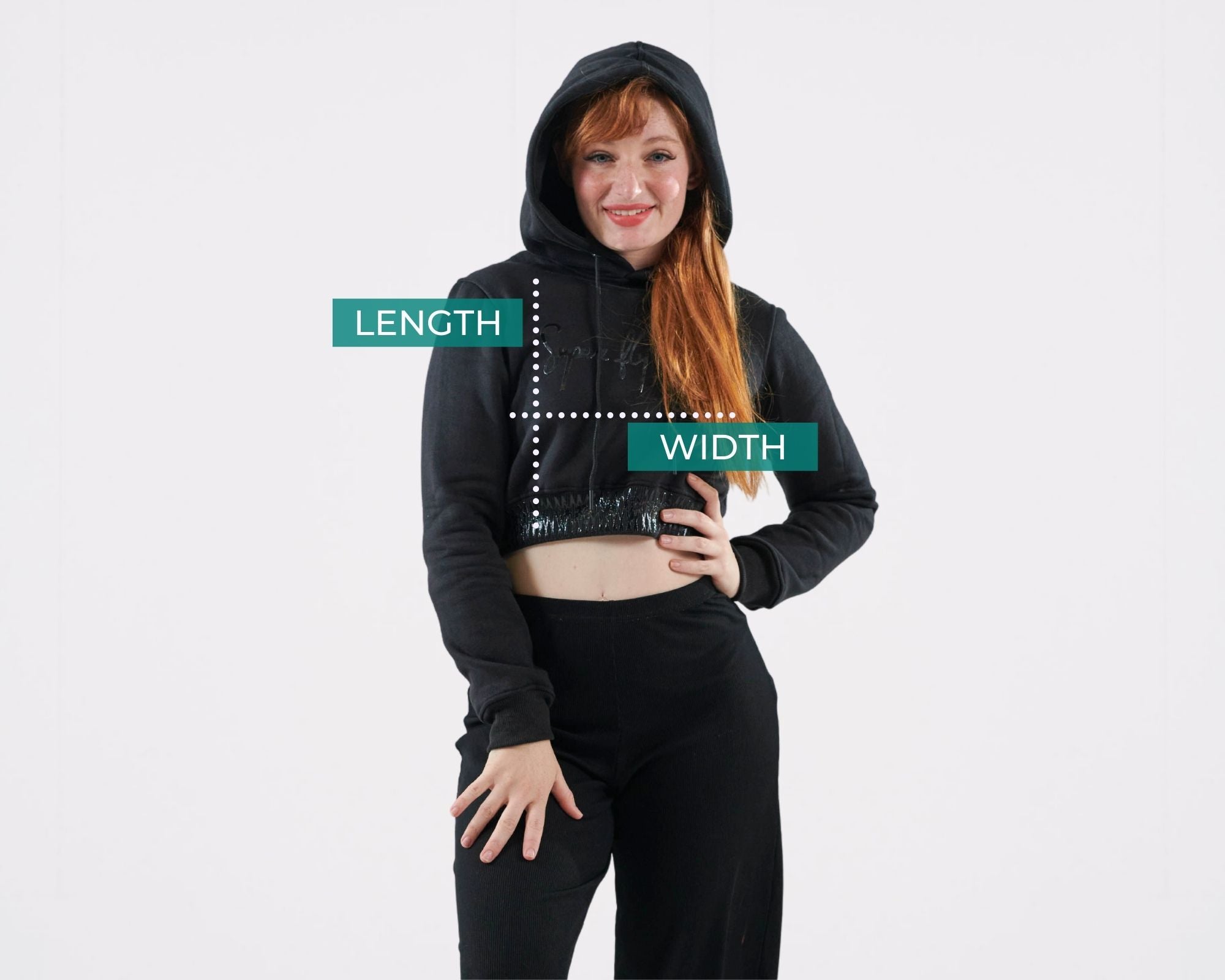 cropped hoodie in cotton fleece Measurement Guide