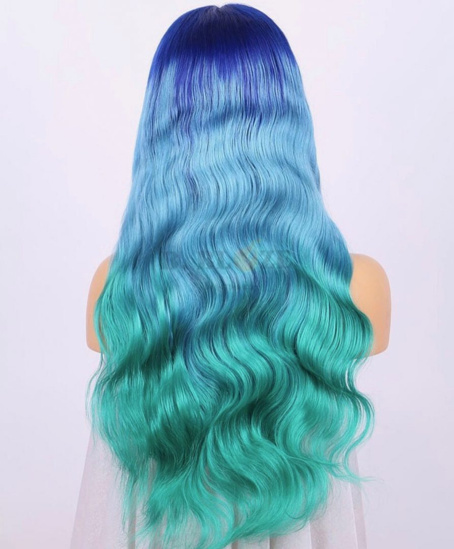 teal blue ombre hair