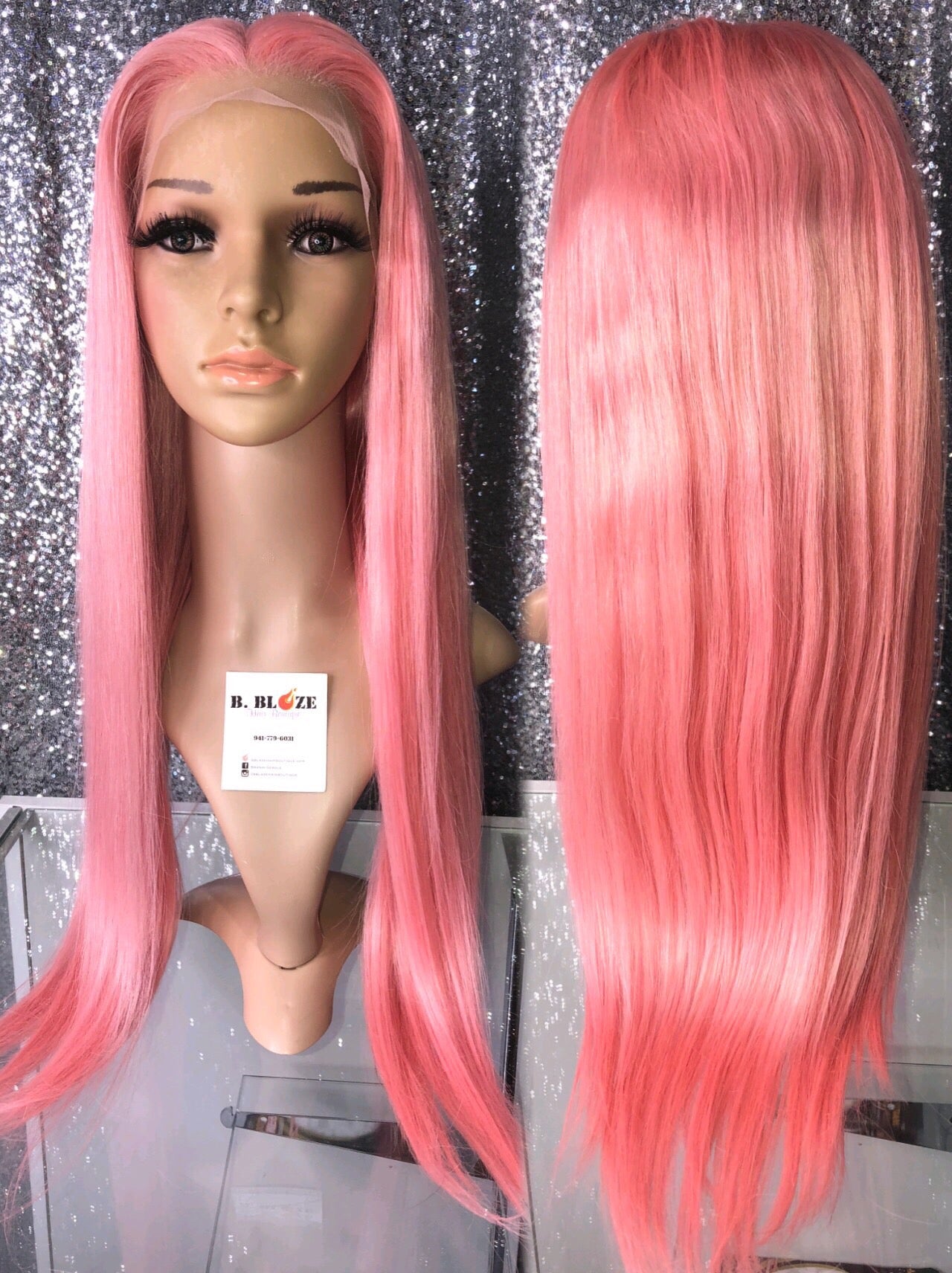 cotton candy pink lace front wig