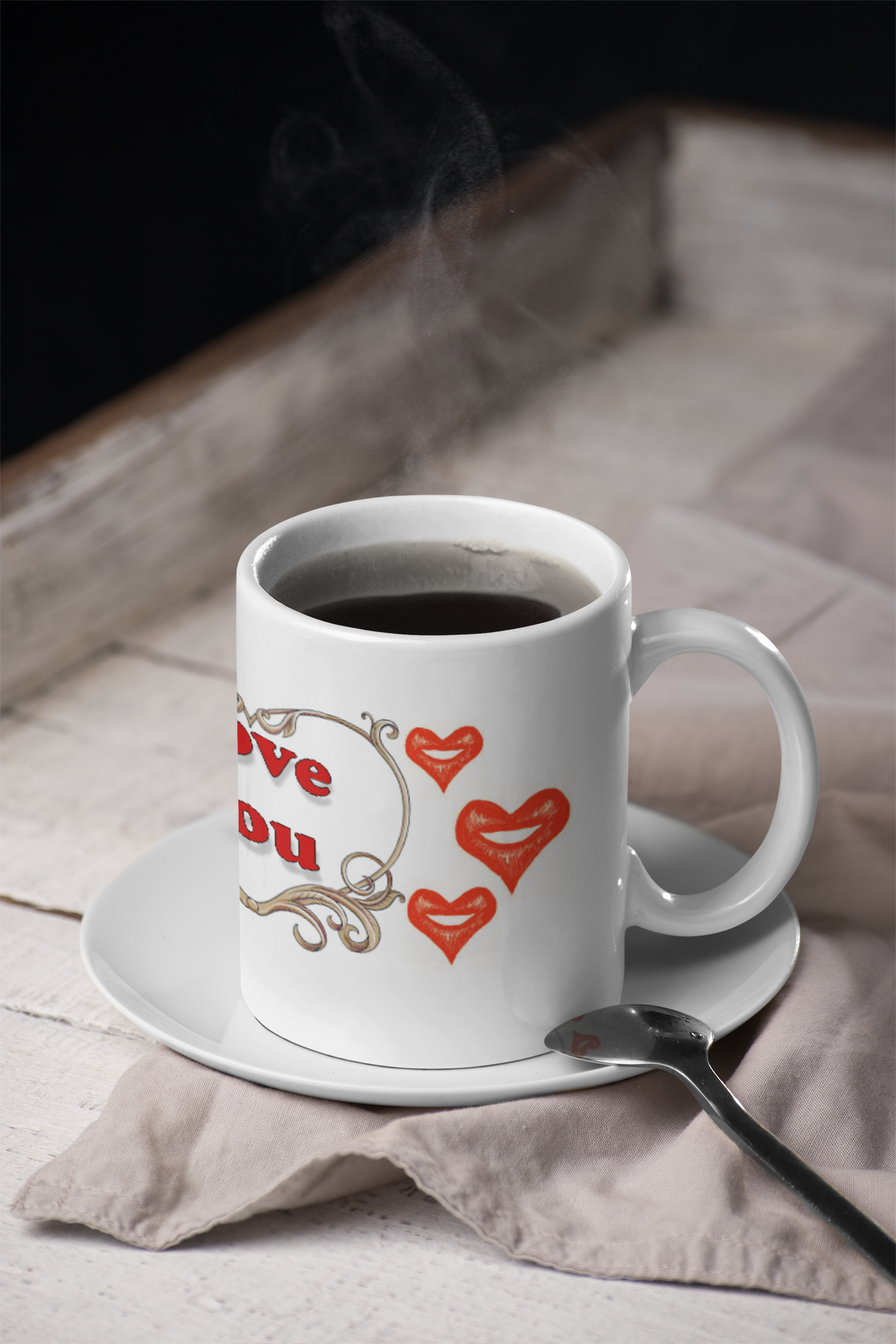 Heart Shaped Lips Coffee Mug Coastal Personalized Printing