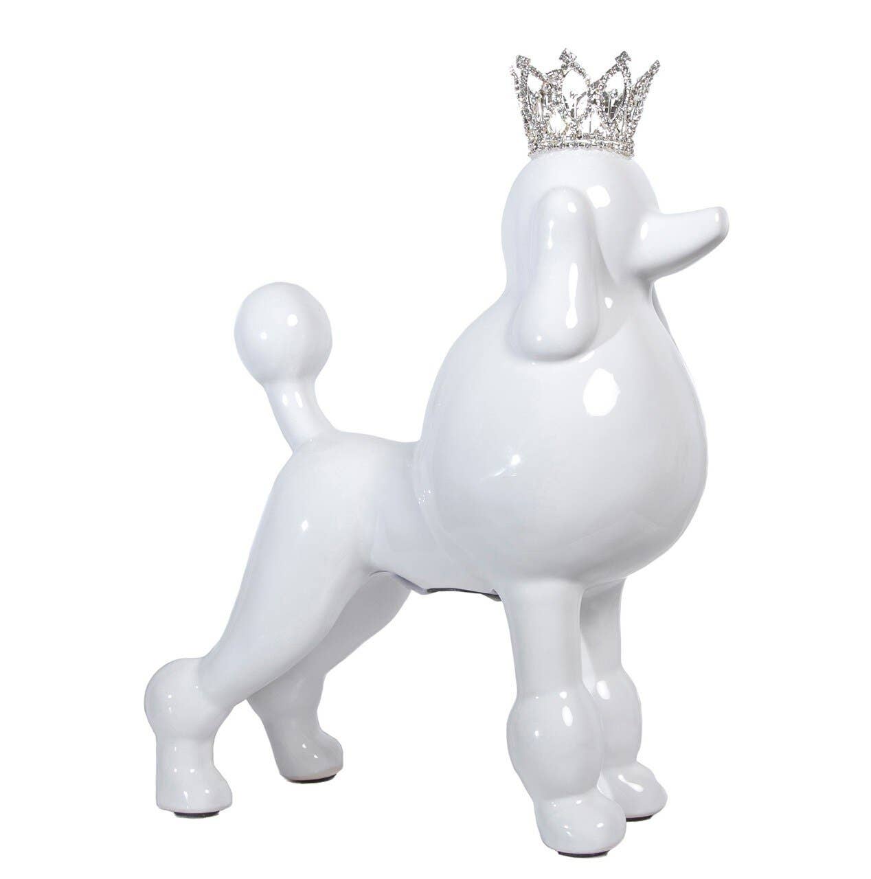 White Poodle with Tiara Bank - 13" tall