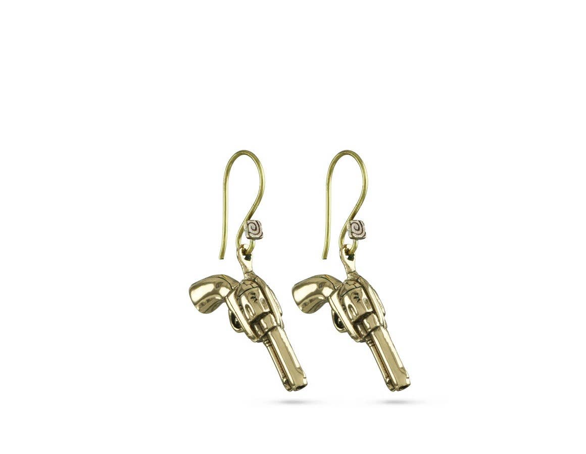 Gun Earrings - Bronze