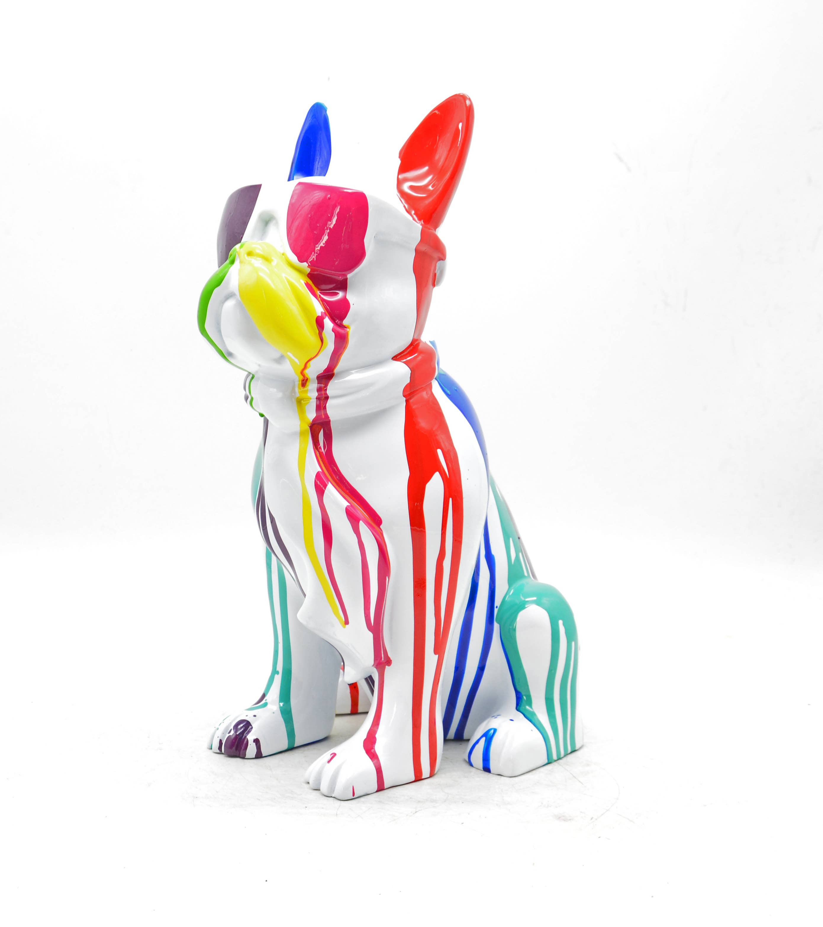 White Expressionist Dog with Glasses - 14" tall