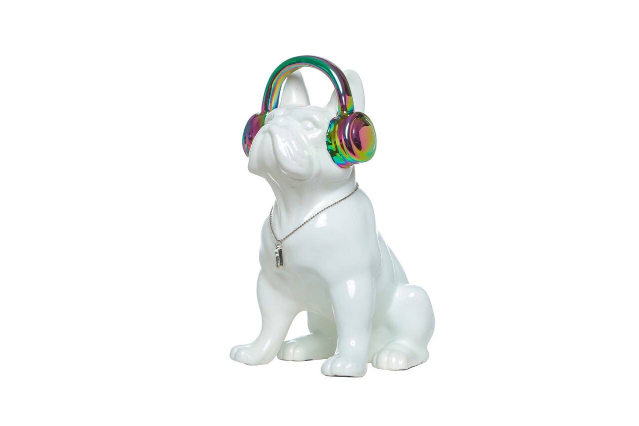 Iridescent Headphone Dog Bank - 10" tall