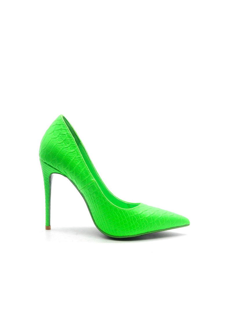 green pointed toe pumps