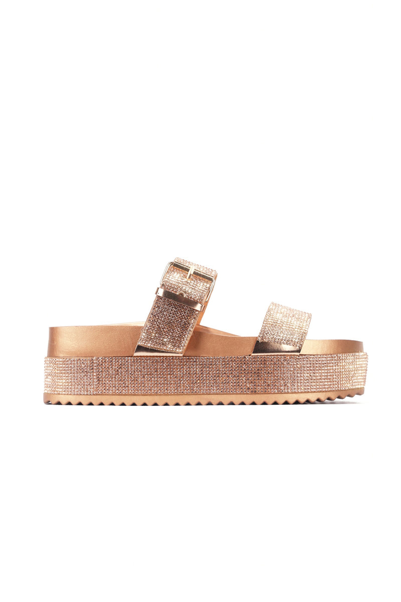 YOU RHINESTONE SANDAL-ROSE GOLD 