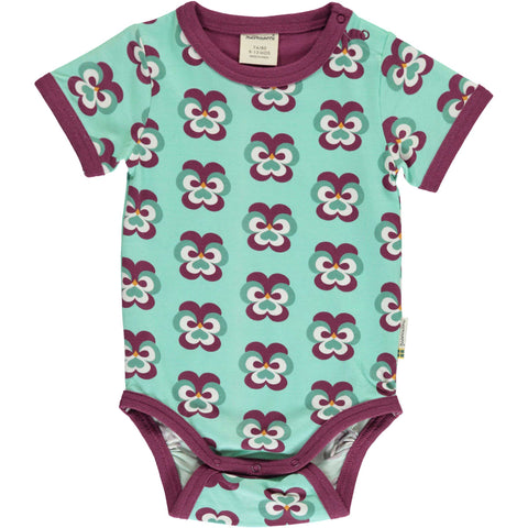 Purple Pansy Short Sleeve Onesie