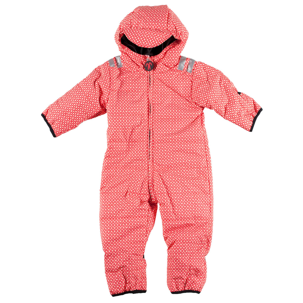 red baby snowsuit