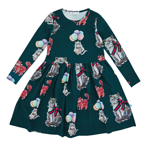 Cilia Green Cat Dress