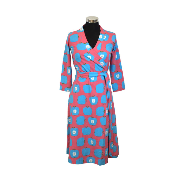 Adult Blue Apple Wrap Dress