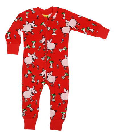 Red Nordic Pigs Zip Suit