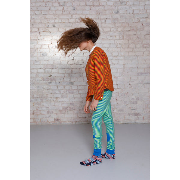 Green & Blue Baggy Stripe Pants