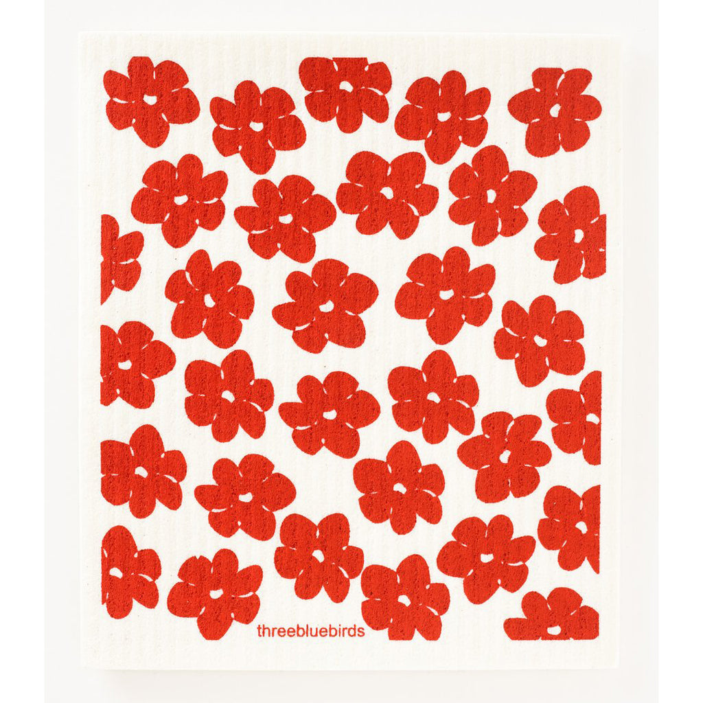 Red Poppies Swedish Dishcloth