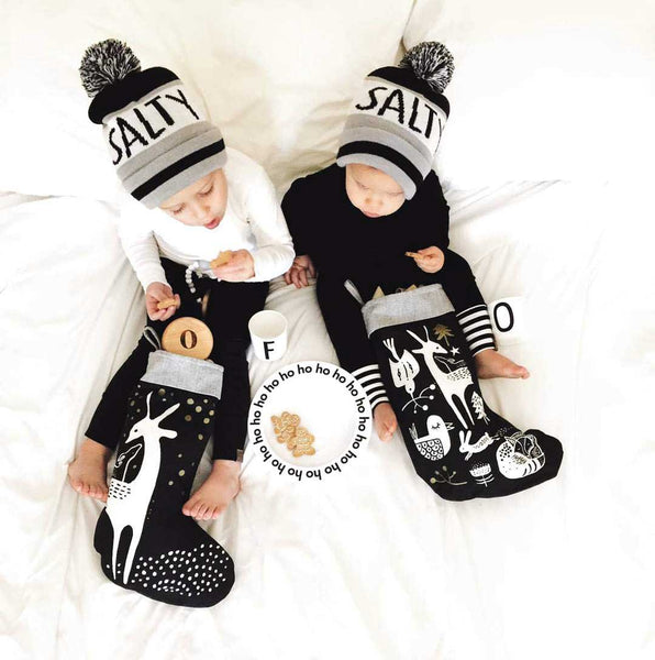 Winter Animals Stocking - Black