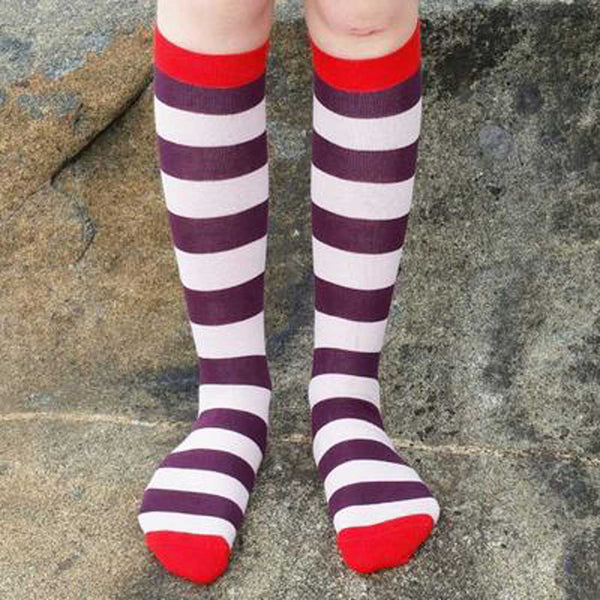 Purple Stripe Knee Socks