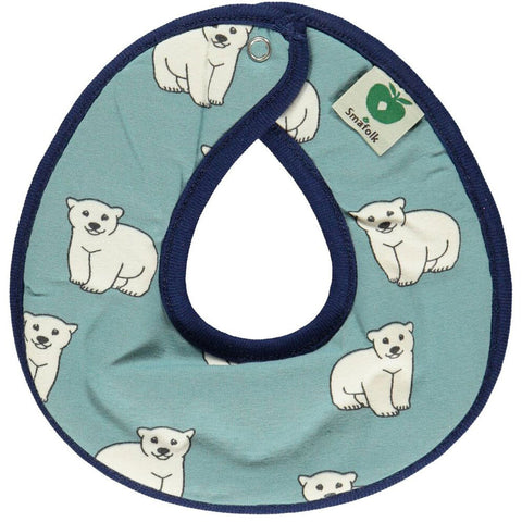 Polar Bear & Apple Reversible Bib Bluestone