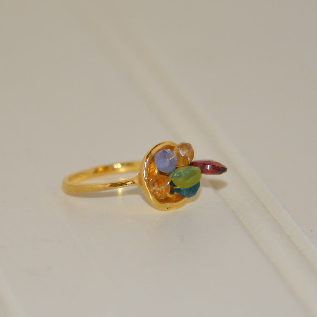 Mixed Gems Gold Ring | The Elephant Story