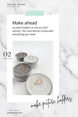 Zatka home decor DIY project, concrete picture holders with marble background