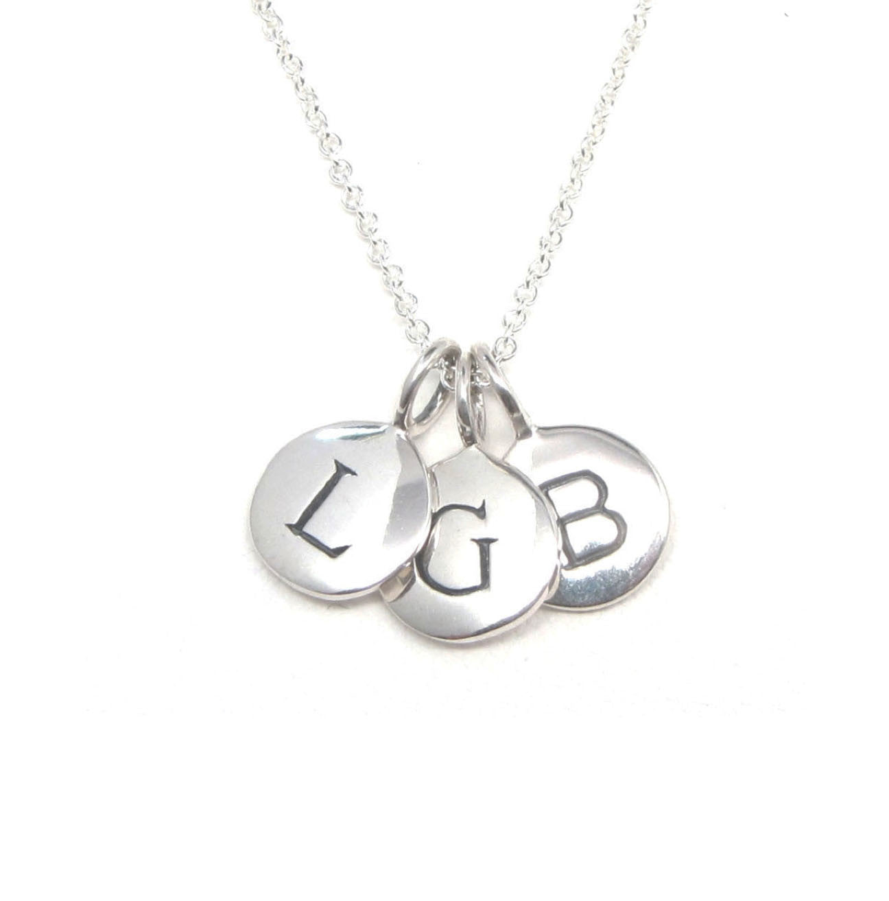 Silver 3 Initial Charm Necklace